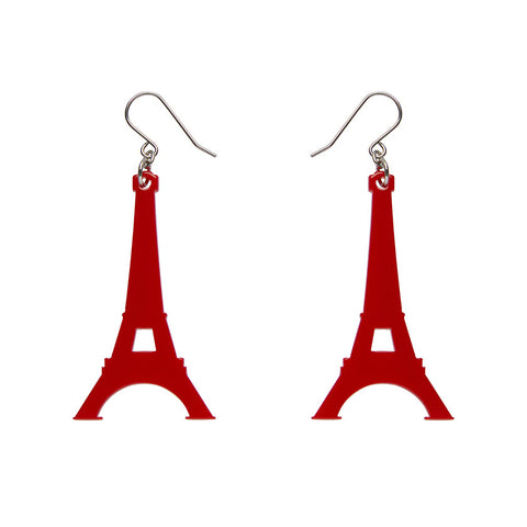 *Eiffel Tower Solid Resin Drop Earrings - Red