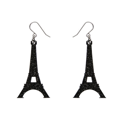 Eiffel Tower Solid Resin Drop Earrings - Black