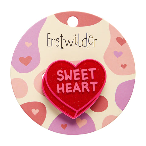 Candy Heart Simplified Mini Brooch – Red
