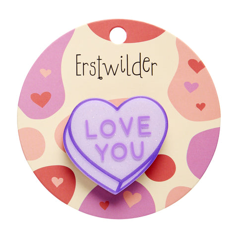 Candy Heart Simplified Mini Brooch – Purple