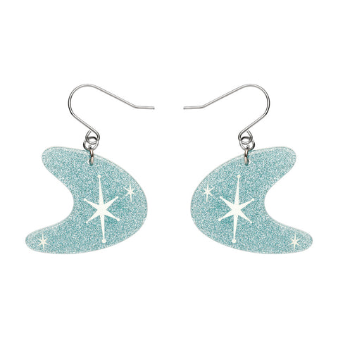 Atomic Boomerang Glitter Drop Earrings - Blue