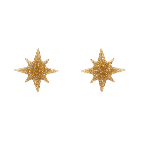 Atomic Star Glitter Stud Earring - Gold