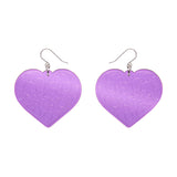 Love Heart Mirror Drop Earrings - Purple