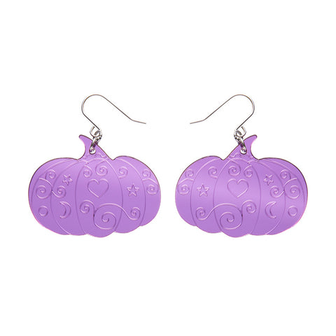 Pumpkin Magic Mirror Drop Earrings - Purple