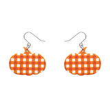 Pumpkin Gingham Drop Earrings - Orange