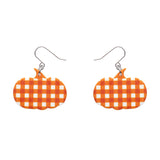 Pumpkin Gingham Drop Earrings - Orange