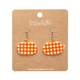 Pumpkin Gingham Drop Earrings - Orange