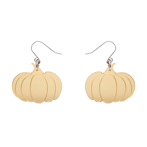 Pumpkin Mirror Drop Earrings - Gold