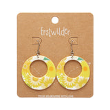 Daisy Circle Drop Earrings - Yellow