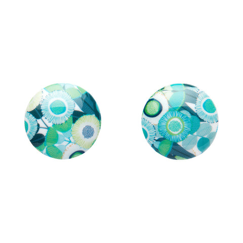 Green Gum Rounded Stud Earrings - Green