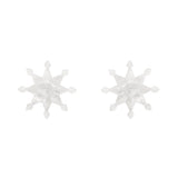 Snowflake Ripple Stud Earrings - White