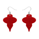 Baubles Glitter Drop Earrings - Red