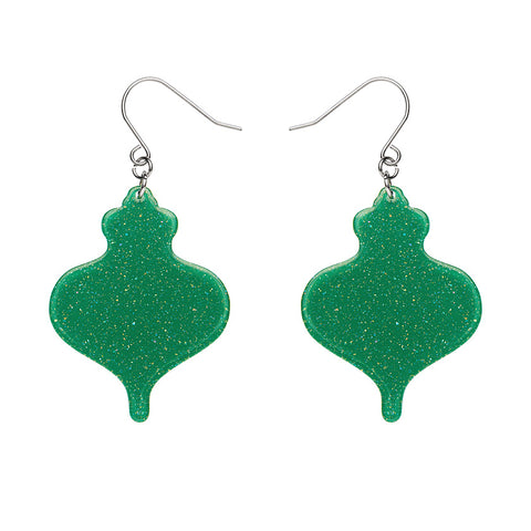 Baubles Glitter Drop Earrings - Green
