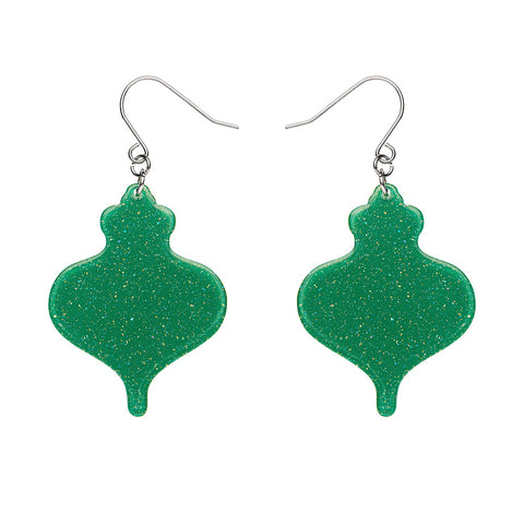 Baubles Glitter Drop Earrings - Green