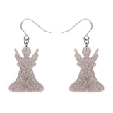 Angel Glitter Drop Earrings - Silver