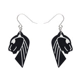 Jaguar Solid Black Resin Drop Earrings - Silver