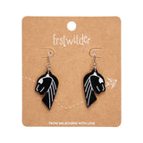 Jaguar Solid Black Resin Drop Earrings - Silver