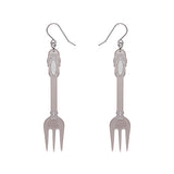 Fork, Please! Drop Earrings - Silver