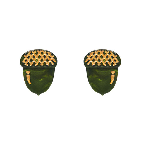 Acorn Stud Earrings - Green
