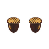 Acorn Stud Earrings - Brown