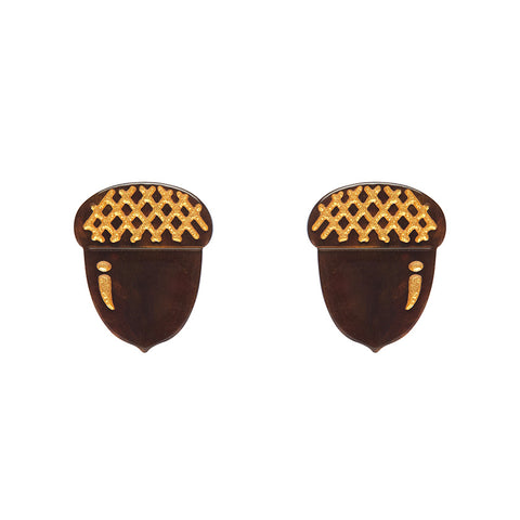 Acorn Stud Earrings - Brown