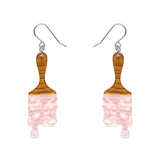 Paint Brush Ripple Drop Earrings - Pink