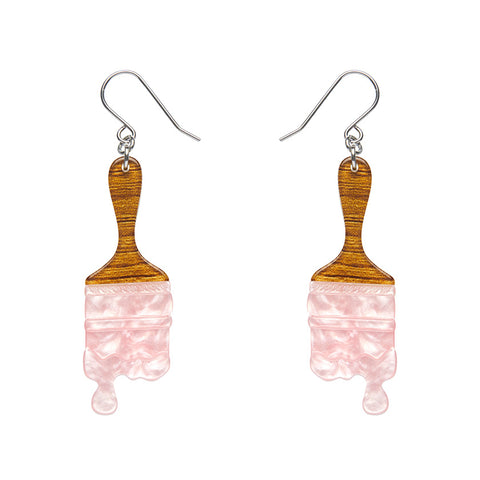 Paint Brush Ripple Drop Earrings - Pink