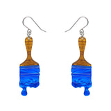 Paint Brush Ripple Drop Earrings - Blue