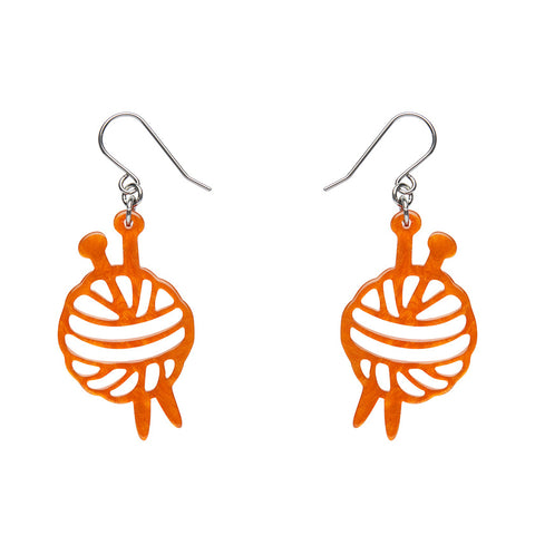 Ball Of Yarn Ripple Drop Earrings - Orange