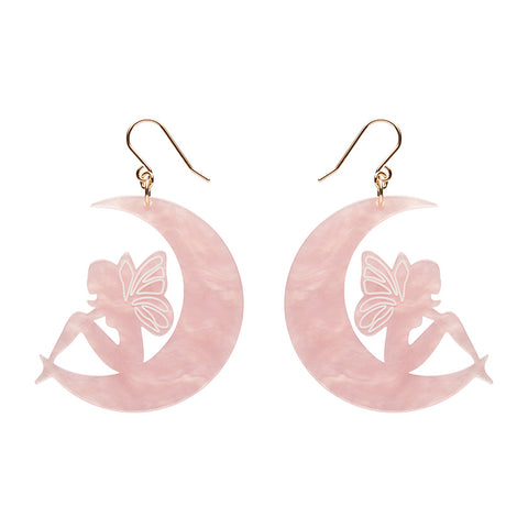 Fairy Moon Drop Earrings - Pink