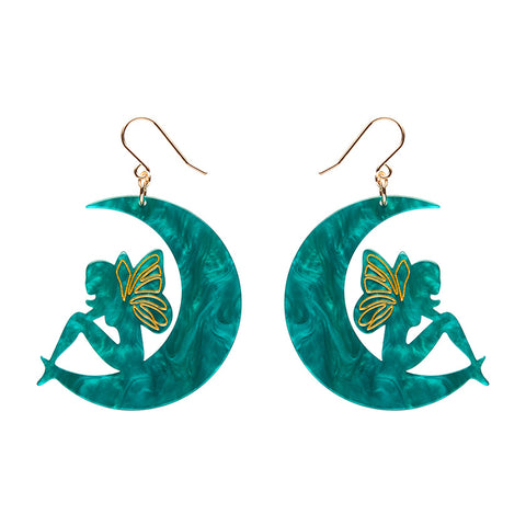 Fairy Moon Drop Earrings - Mint