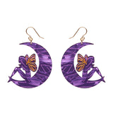 Fairy Moon Drop Earrings - Purple