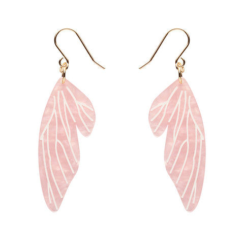 Fairy Wings Drop Earrings - Pink