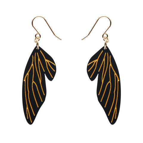 Fairy Wing Drop Essential Earrings - Black