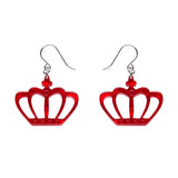 Royal Crown Drop Earrings - Red