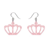 Royal Crown Drop Earrings - Pink
