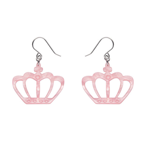 Royal Crown Drop Earrings - Pink