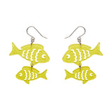 Fish Friends Drop Earrings - Yellow
