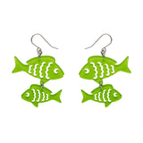 Fish Friends Drop Earrings - Green