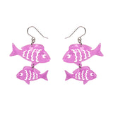 Fish Friends Drop Earrings - Pink