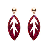 Leaf Drop Earrings – Maroon
