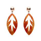 Leaf Drop Earrings – Orange