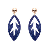Leaf Drop Earrings – Navy