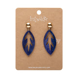 Leaf Drop Earrings – Navy