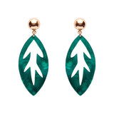 Leaf Drop Earrings – Teal