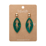 Leaf Drop Earrings – Teal