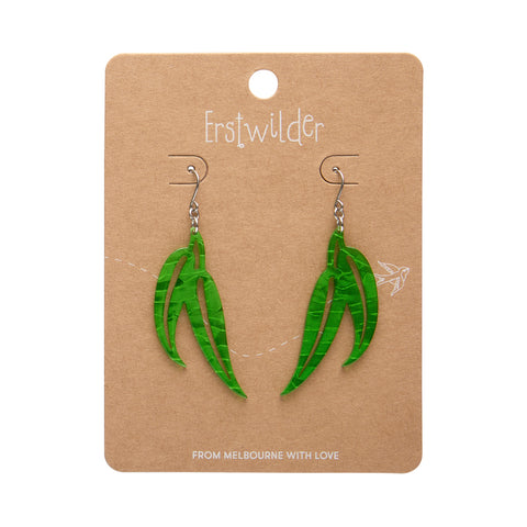 Gum Leaf Drop Earrings - Green