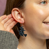 Flying Witch Drop Earrings - Black