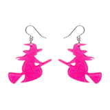 Flying Witch Drop Earrings - Pink