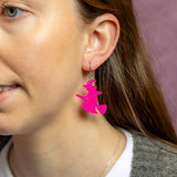 Flying Witch Drop Earrings - Pink